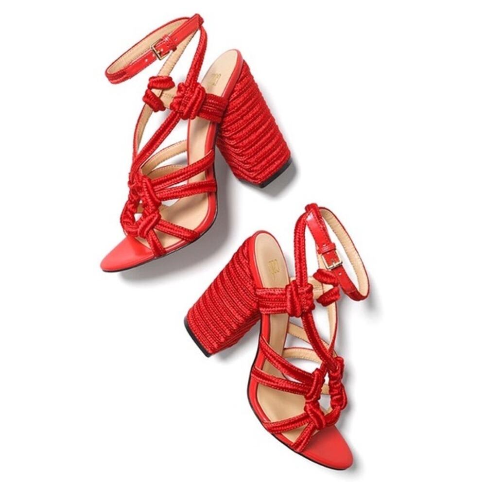 Cabi Hibiscus Red Rope Block Heel